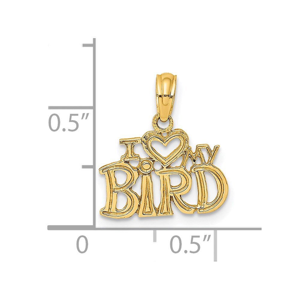 14K I HEART MY BIRD Charm
