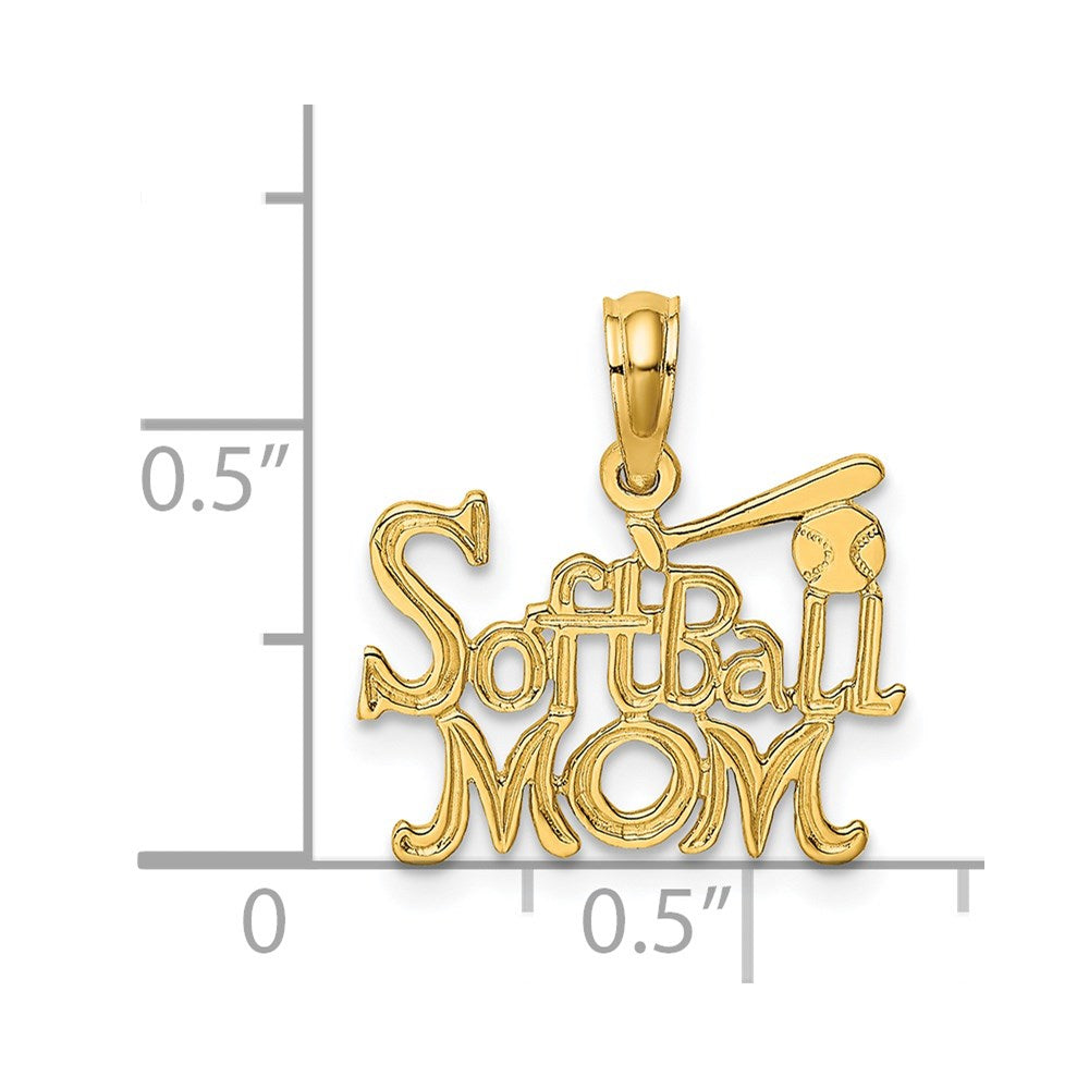 14K SOFTBALL MOM w/ Bat And Ball Charm