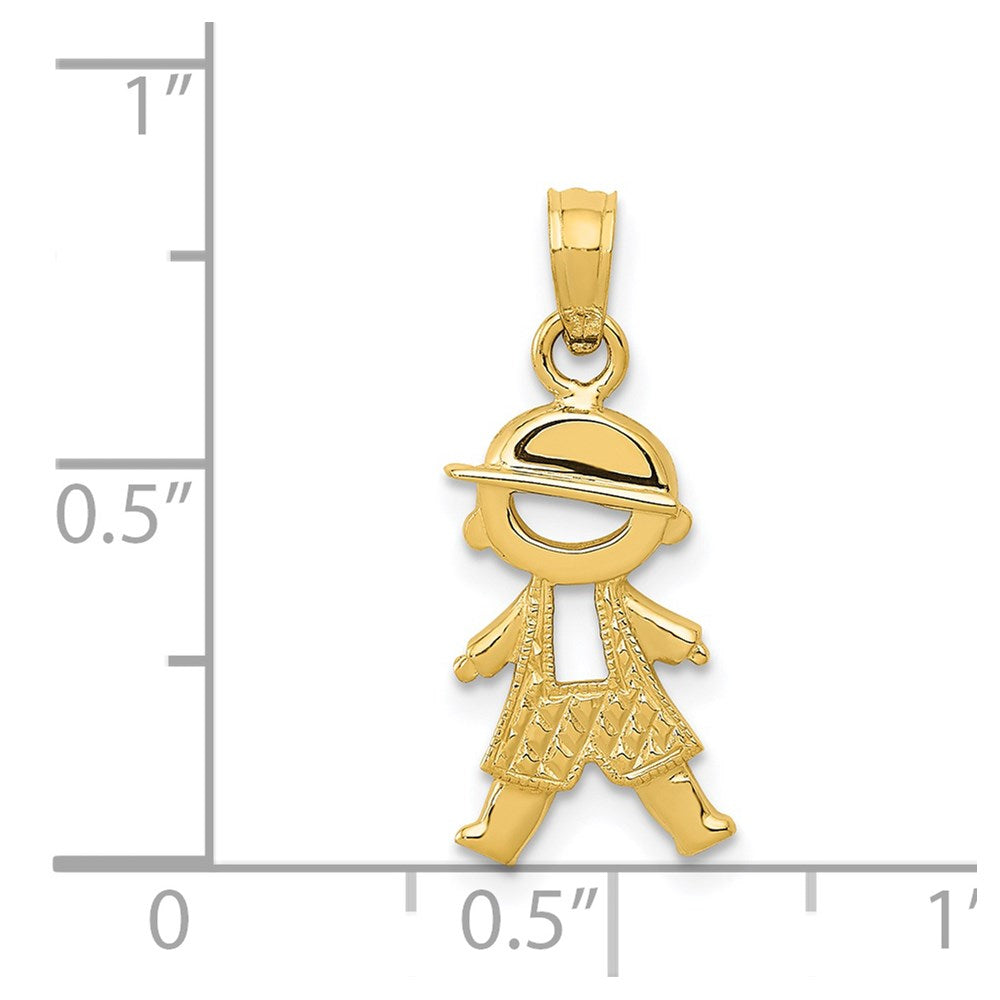 14k Polished and Textured Boy Pendant