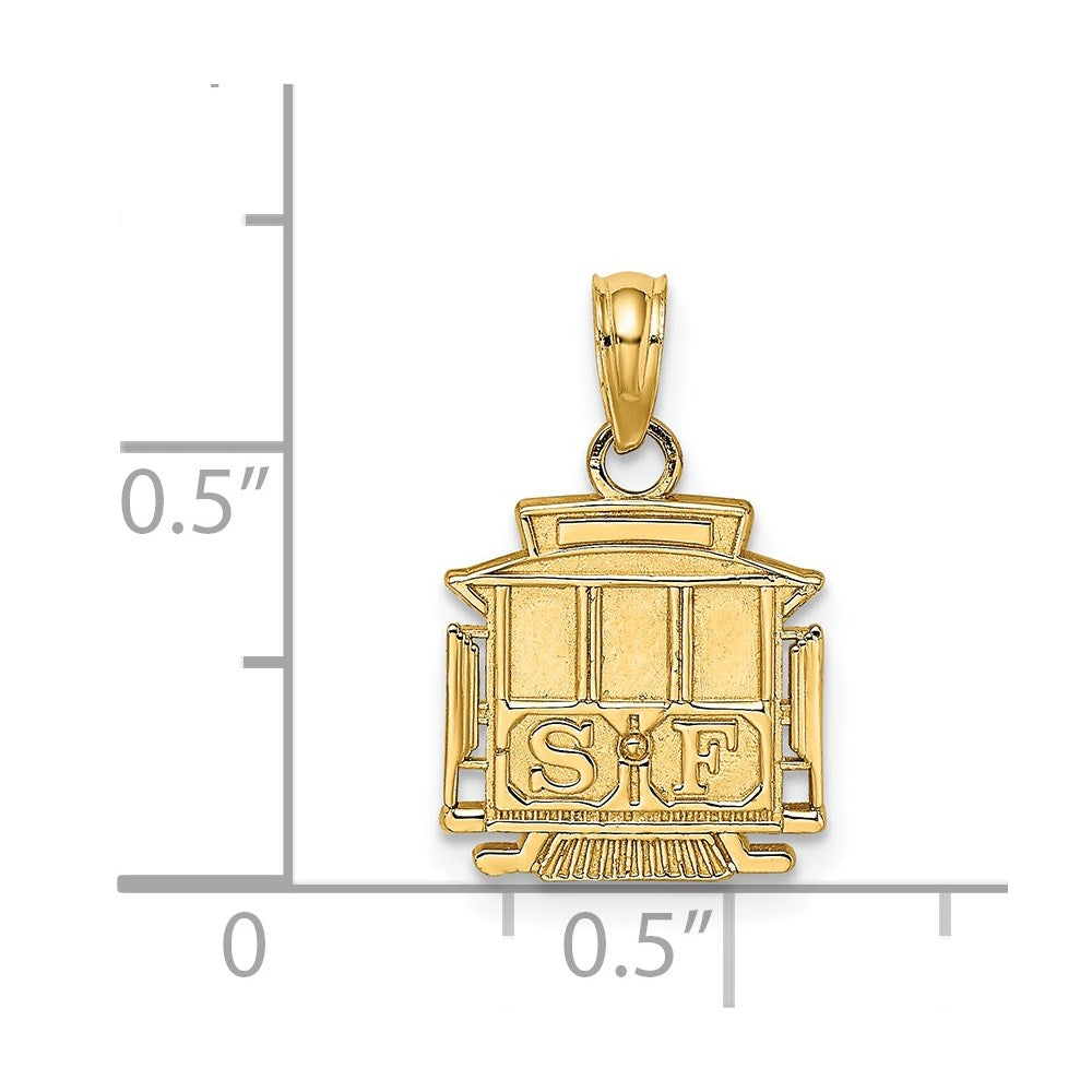 14k Polished SF Cable Car Charm
