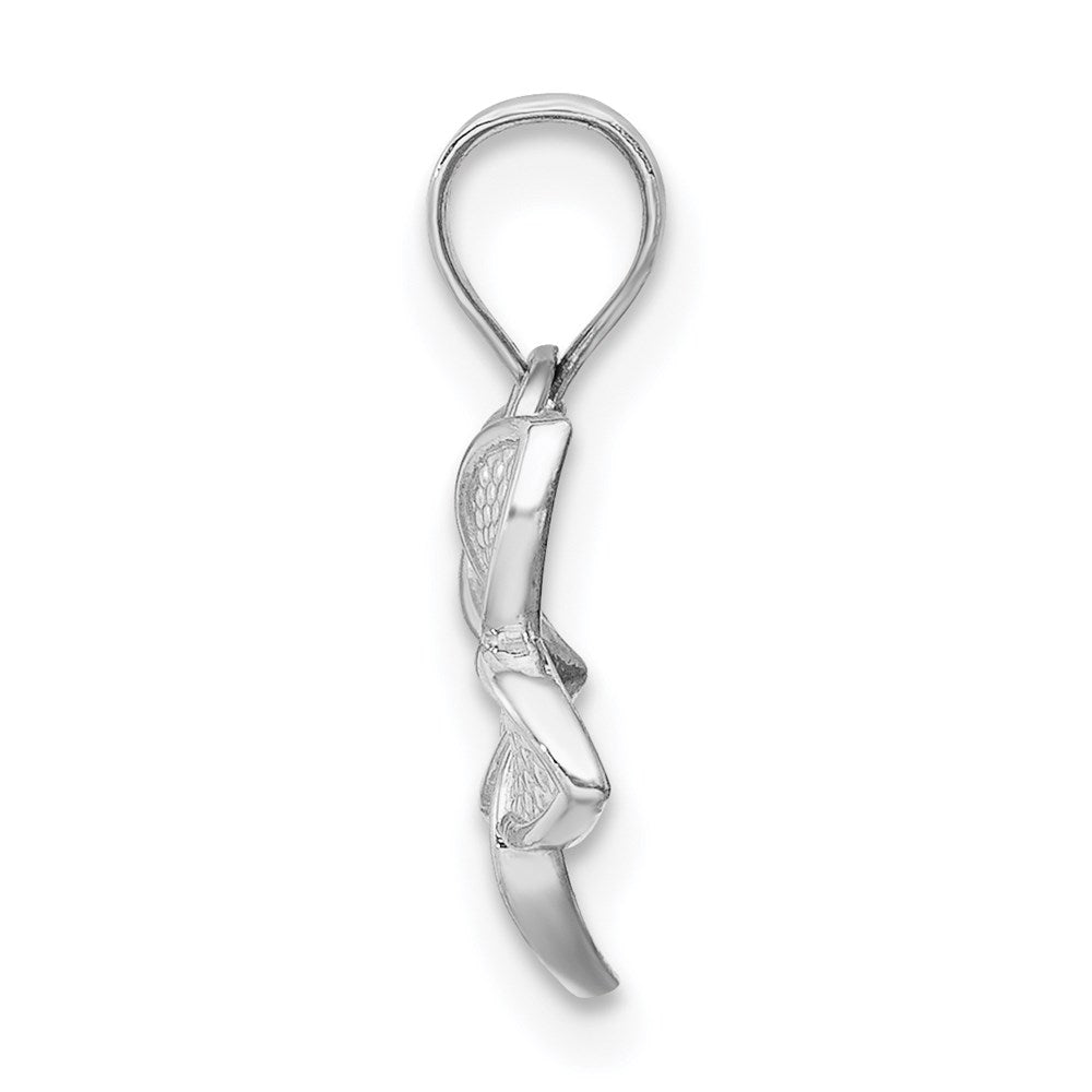 14K White Polished Mini Plumeria Pendant