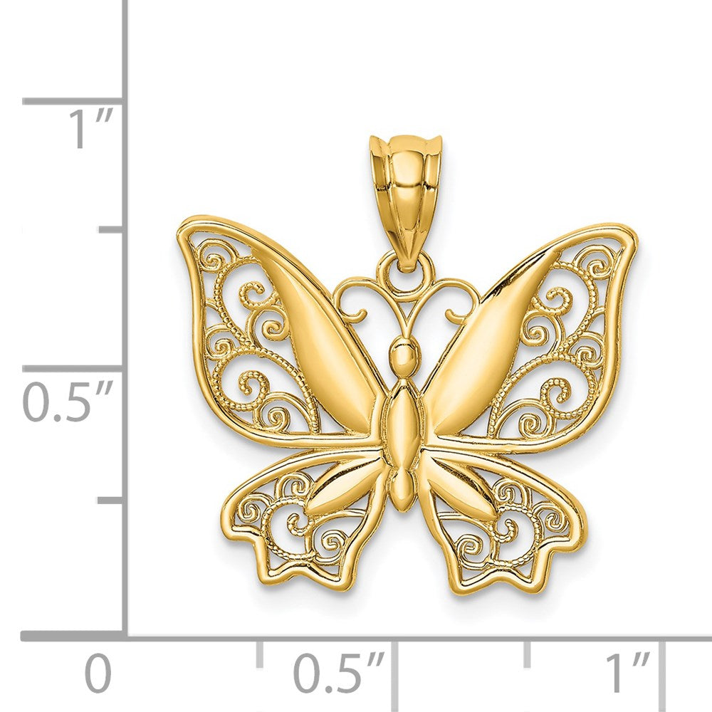 14K Polished Butterfly Pendant
