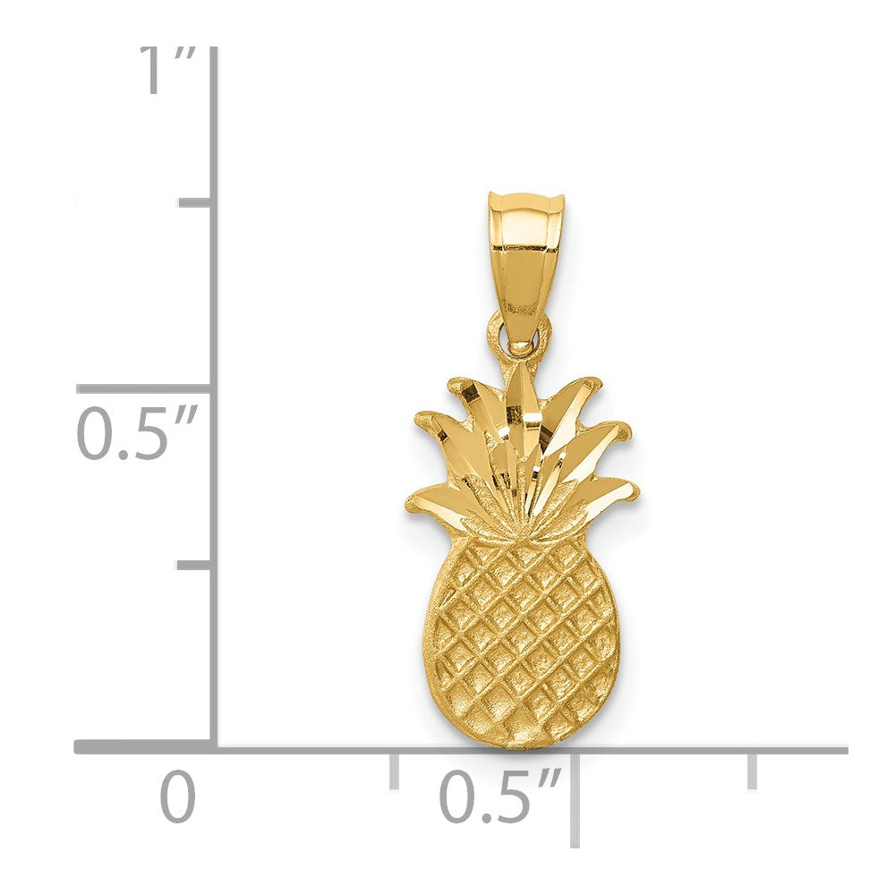 14K Brushed & Diamond-cut Pineapple Pendant