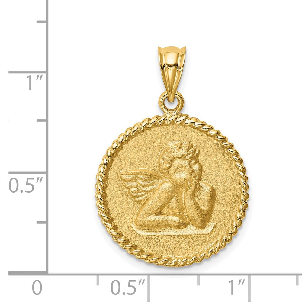14K Brushed Angel Pendant