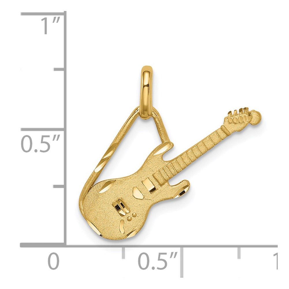 14K Brushed & Diamond-cut Guitar Pendant