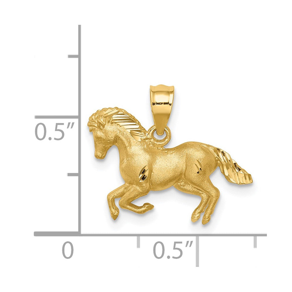 14K Brushed and Diamond-cut Horse Pendant