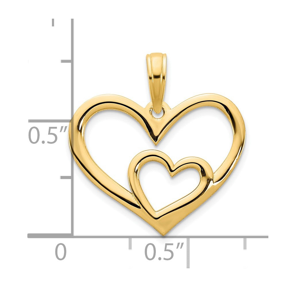 14ky Heart in a Heart Pendant