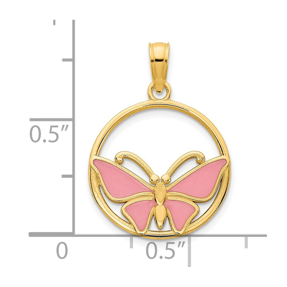 14k Epoxy Butterfly Pendant