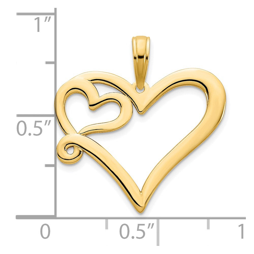 14ky Heart in a Heart Pendant