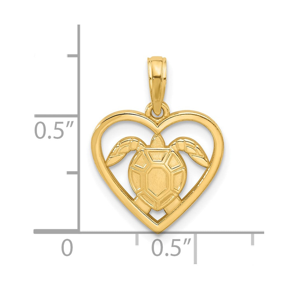 14K Polished Turtle in Heart Pendant