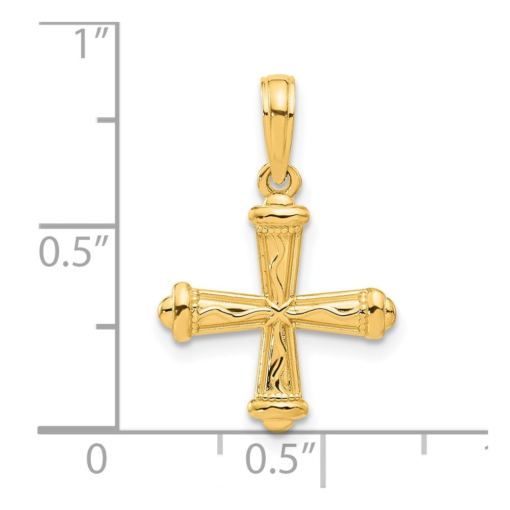 14k Polished and Texture Cross Pendant