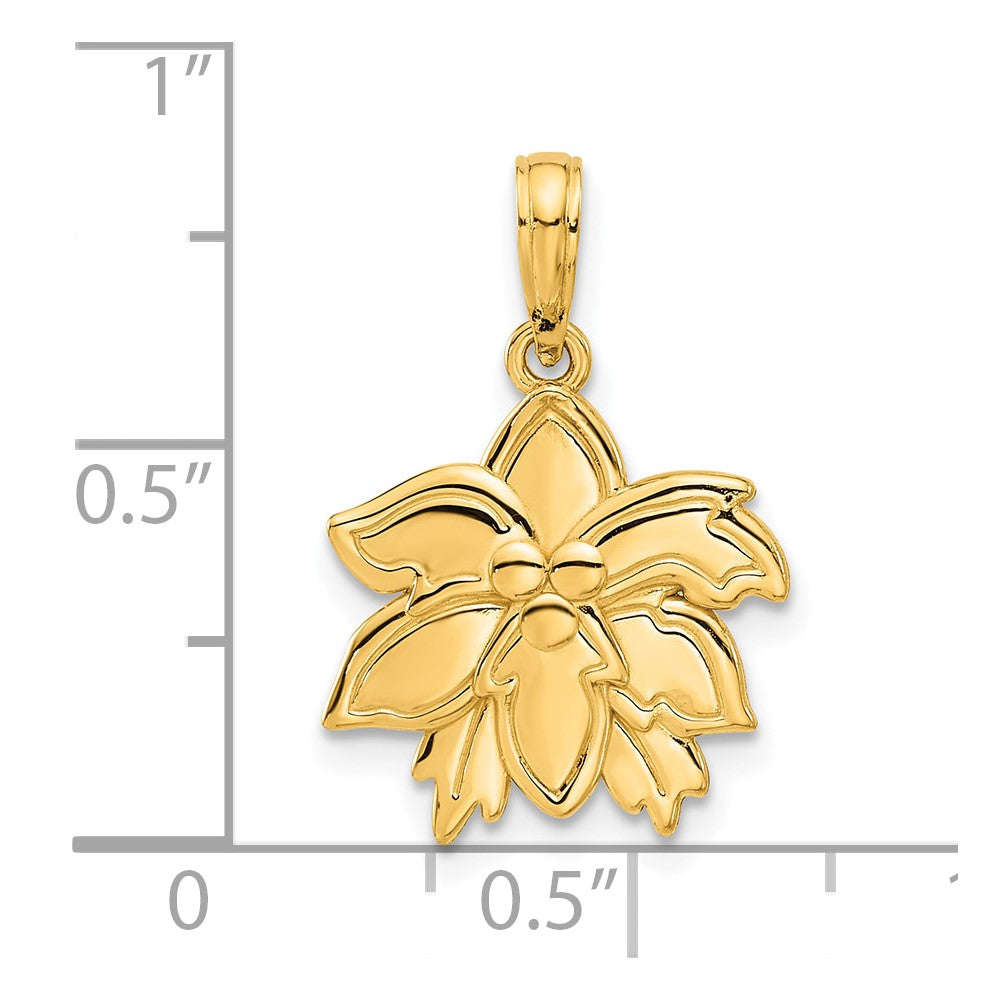 14k Polished Poinsettia Floral Pendant