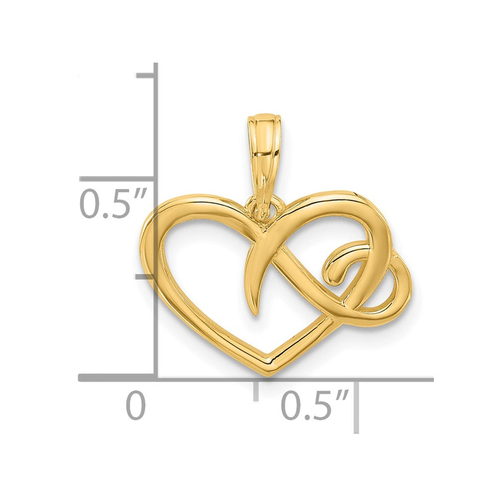 14K Polished Fancy Heart Charm