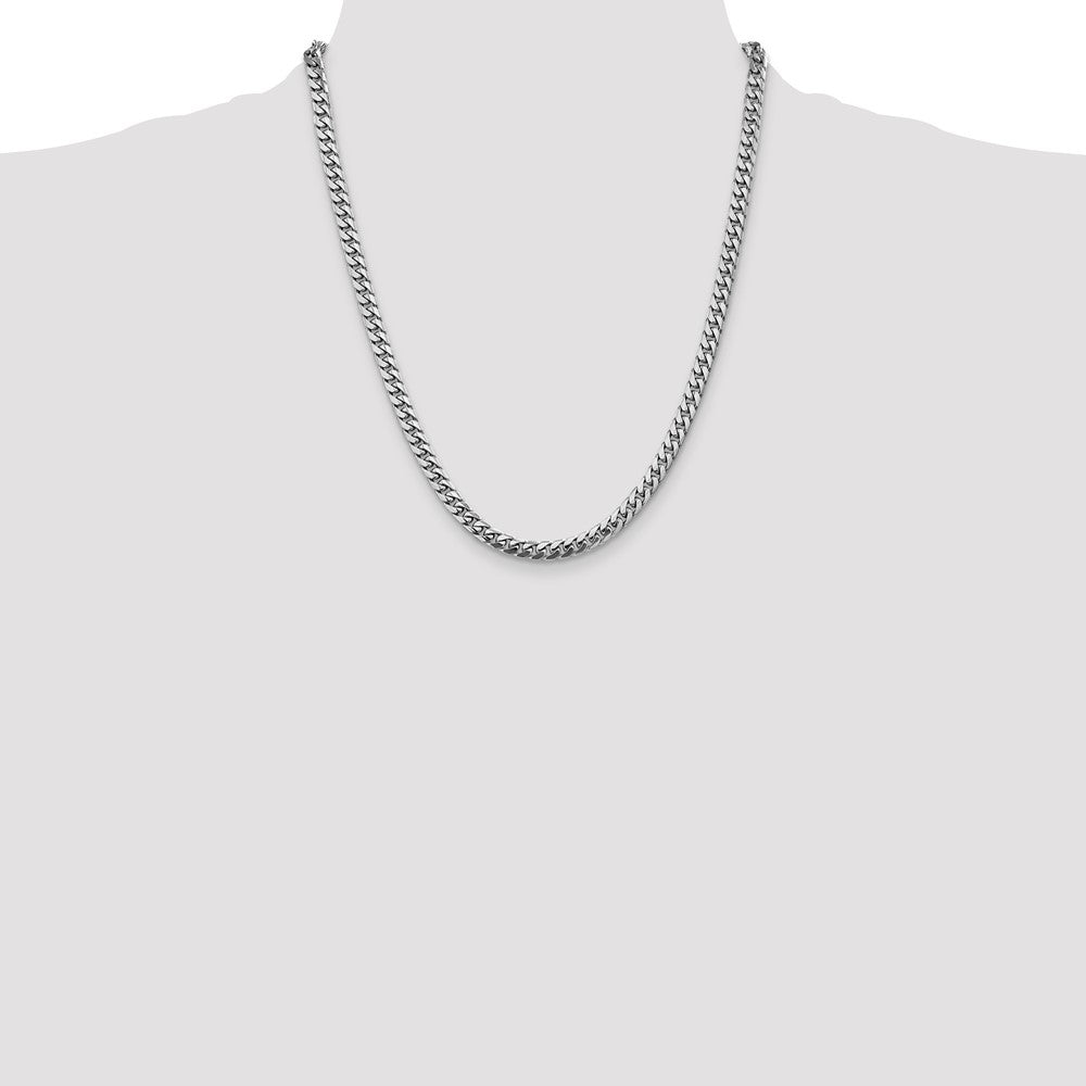 14K White Gold 22 inch 5mm Solid Miami Cuban Link with Lobster Clasp Chain