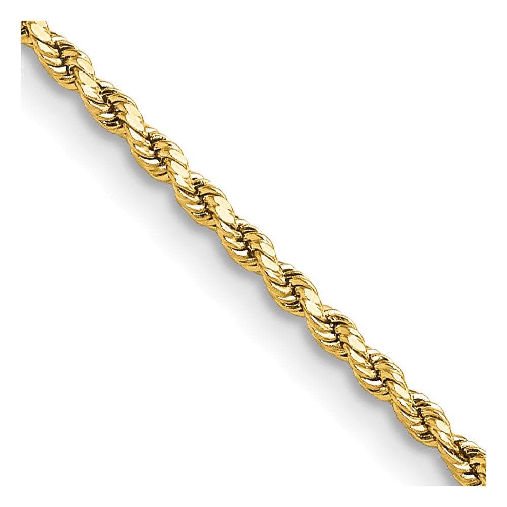 14K 22 inch 2mm Semi Solid Diamond-cut Rope with Lobster Clasp Chain