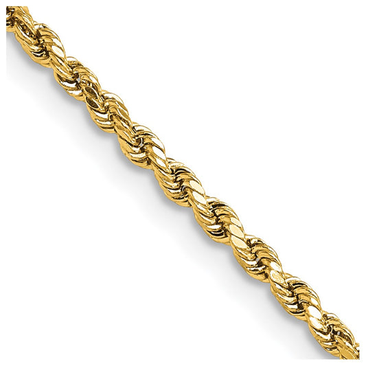 14K 24 inch 2.25mm Semi Solid Diamond-cut Rope with Lobster Clasp Chain