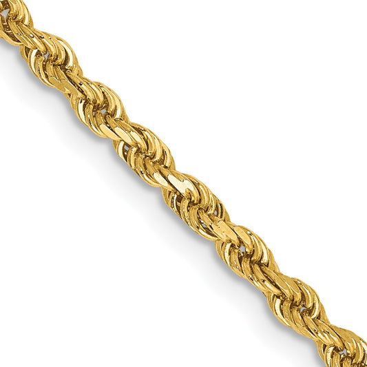 14K 20 inch 2.5mm Semi Solid Diamond-cut Rope with Lobster Clasp Chain