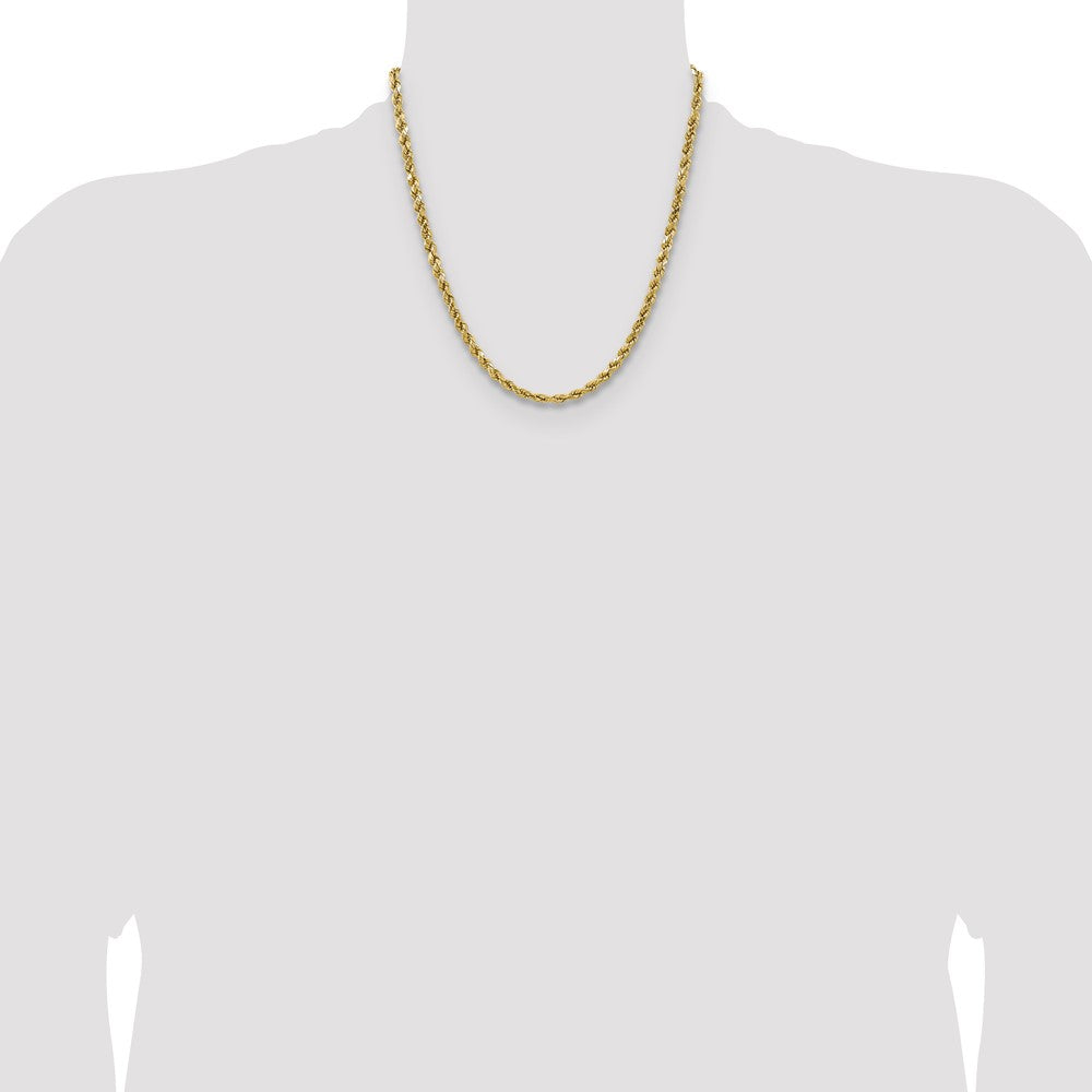 14K 20 inch 4.9mm Semi Solid Diamond-cut Rope with Lobster Clasp Chain