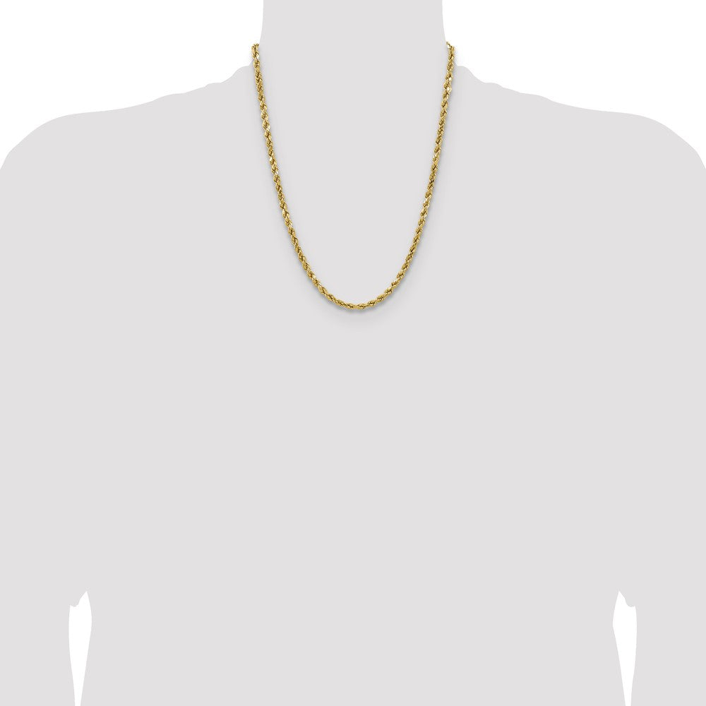 14K 22 inch 4.9mm Semi Solid Diamond-cut Rope with Lobster Clasp Chain