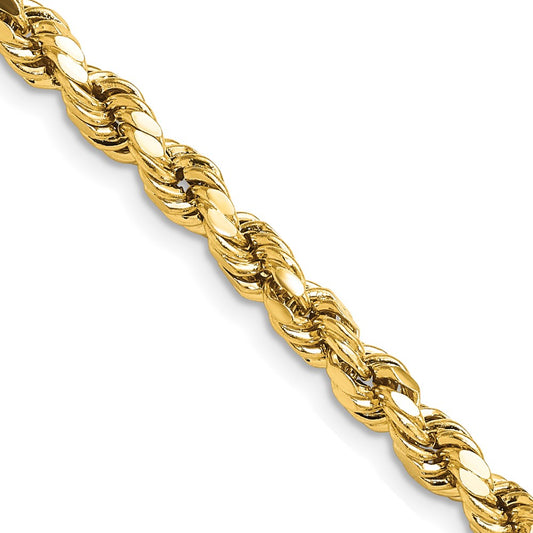 14K 22 inch 4.9mm Semi Solid Diamond-cut Rope with Lobster Clasp Chain