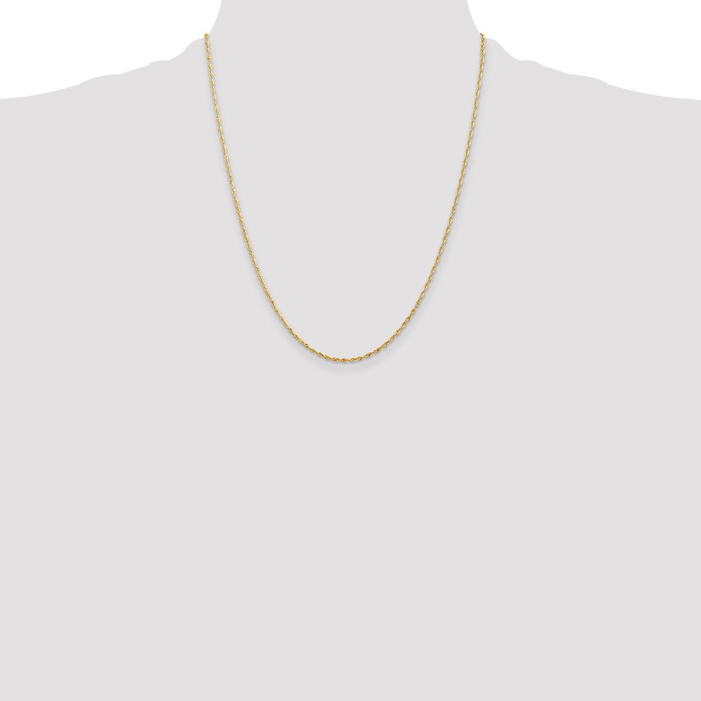 14K 22 inch 1.5mm Extra Light Diamond-cut Rope with Lobster Clasp Chain