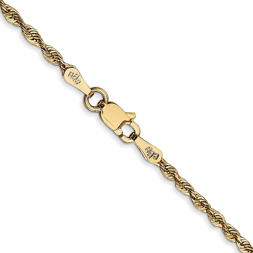14K 16 inch 2mm Extra Light Diamond-cut Rope with Lobster Clasp Chain