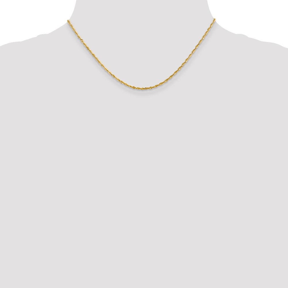 14K 16 inch 2mm Extra Light Diamond-cut Rope with Lobster Clasp Chain