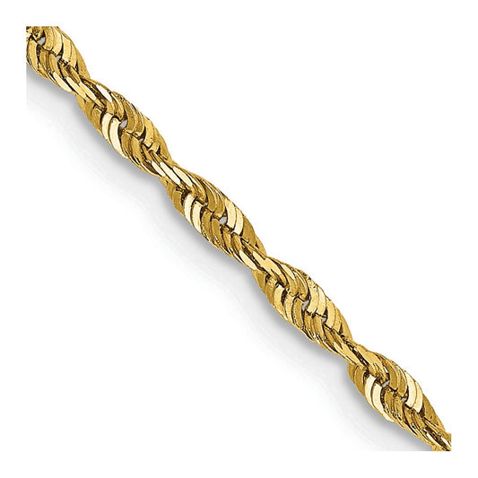 14K 22 inch 2mm Extra Light Diamond-cut Rope with Lobster Clasp Chain