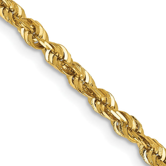 14K 20 inch 2.75mm Extra Light Diamond-cut Rope with Lobster Clasp Chain