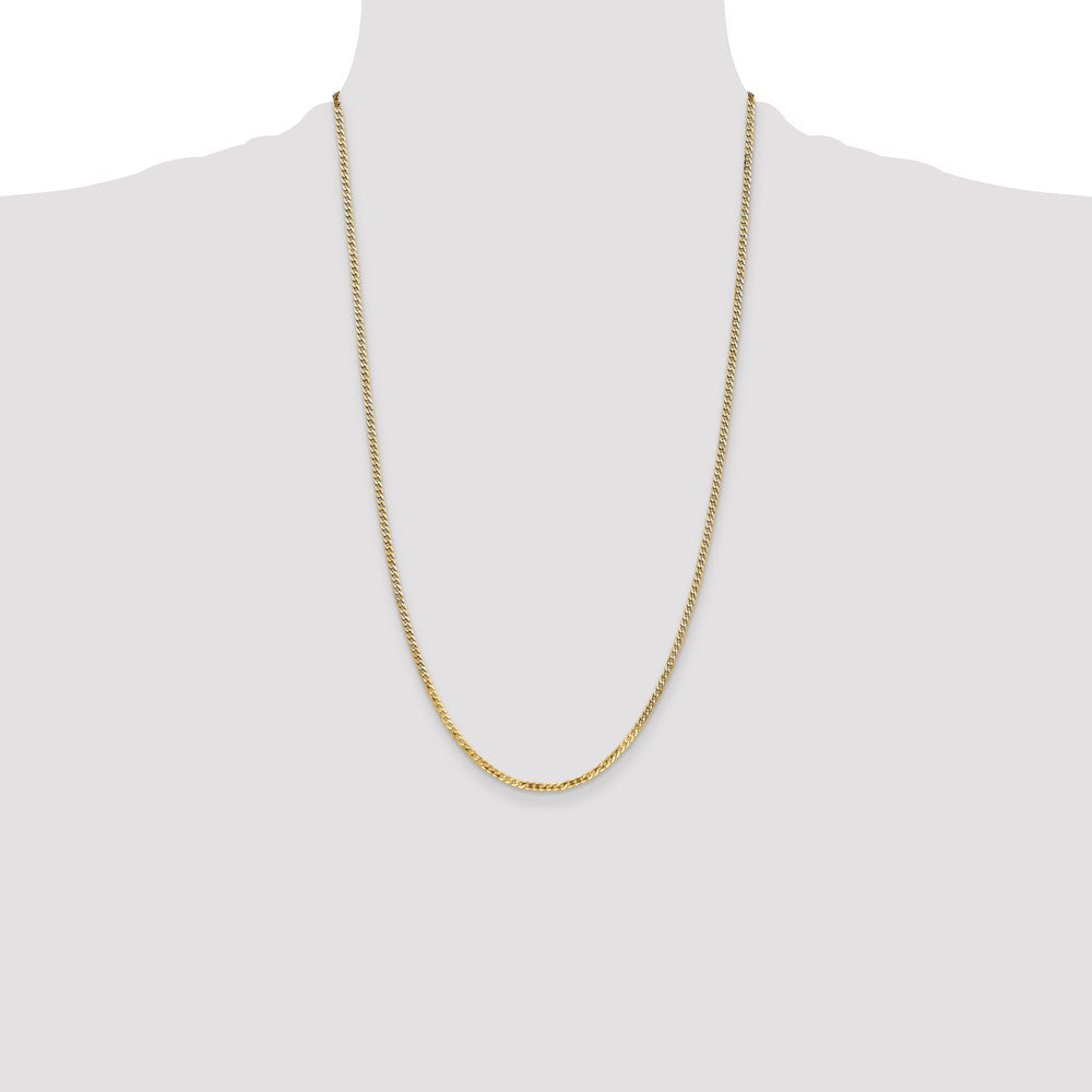 14K 26 inch 2.2mm Flat Beveled Curb with Lobster Clasp Chain
