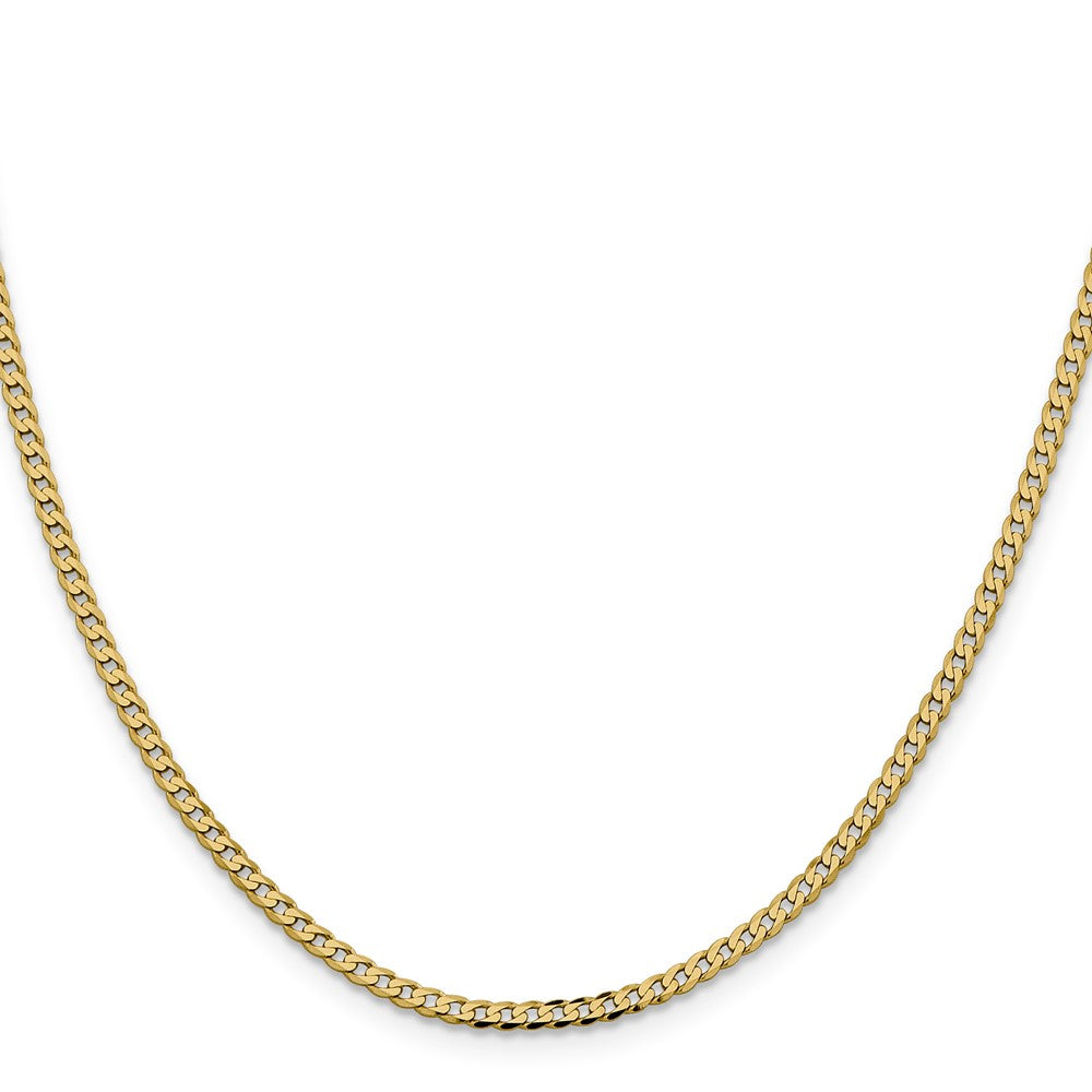 14K 26 inch 2.3mm Flat Beveled Curb with Lobster Clasp Chain