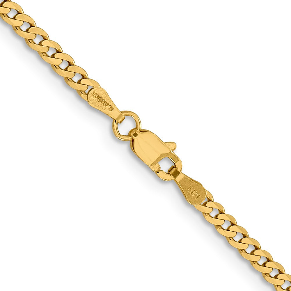 14K 26 inch 2.3mm Flat Beveled Curb with Lobster Clasp Chain
