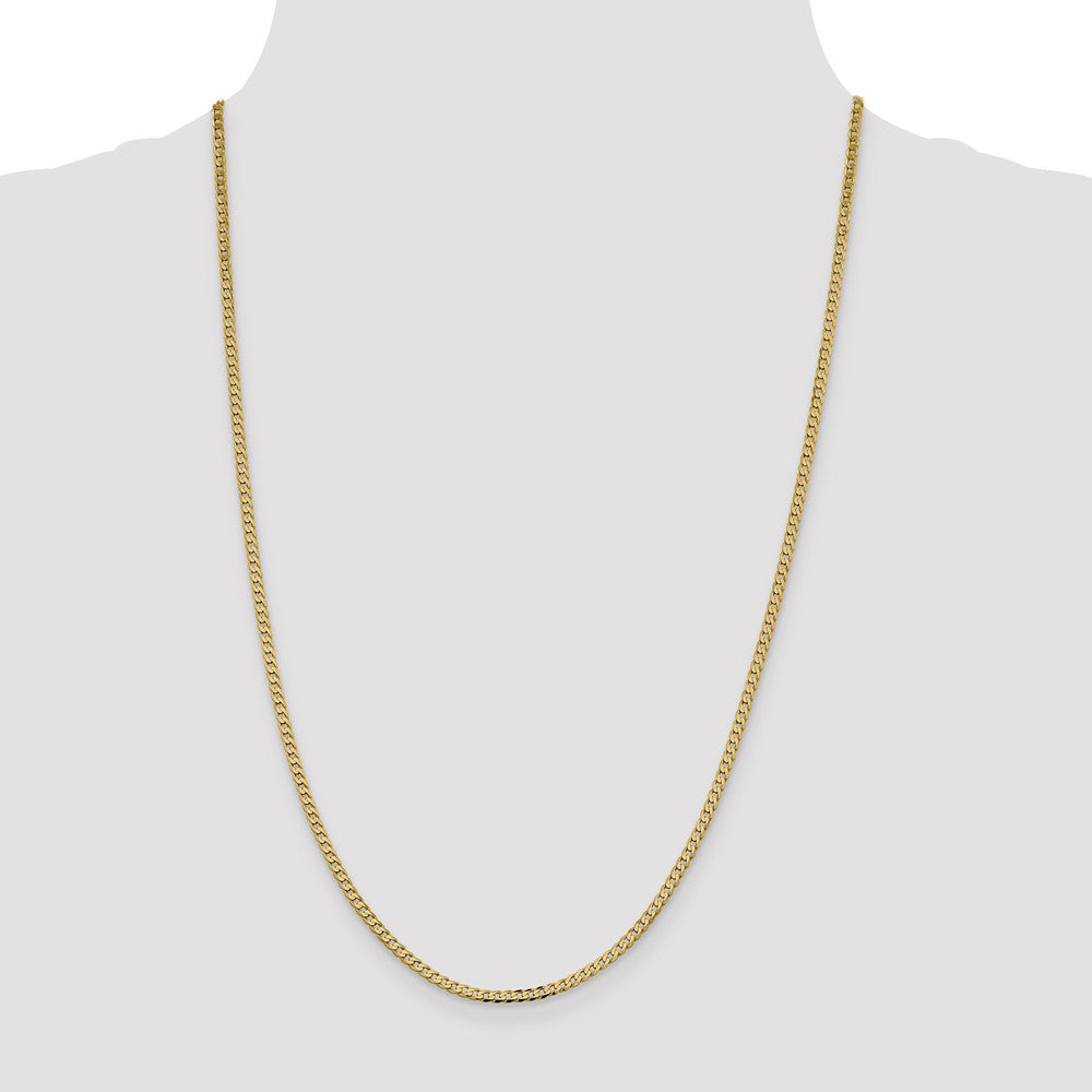 14K 26 inch 2.3mm Flat Beveled Curb with Lobster Clasp Chain
