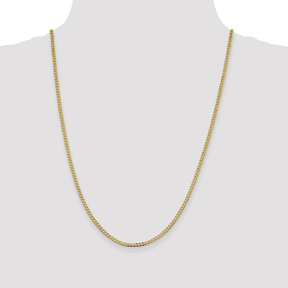 14K 24 inch 2.3mm Flat Beveled Curb with Lobster Clasp Chain