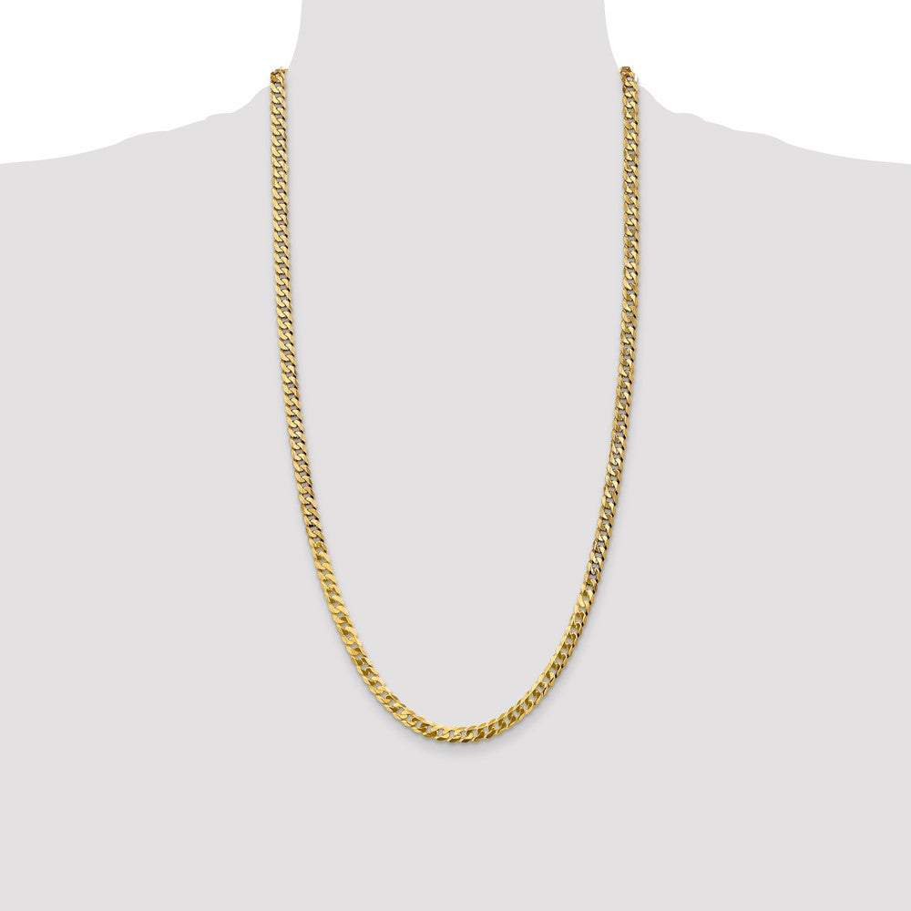 14K 28 inch 4.75mm Flat Beveled Curb with Lobster Clasp Chain