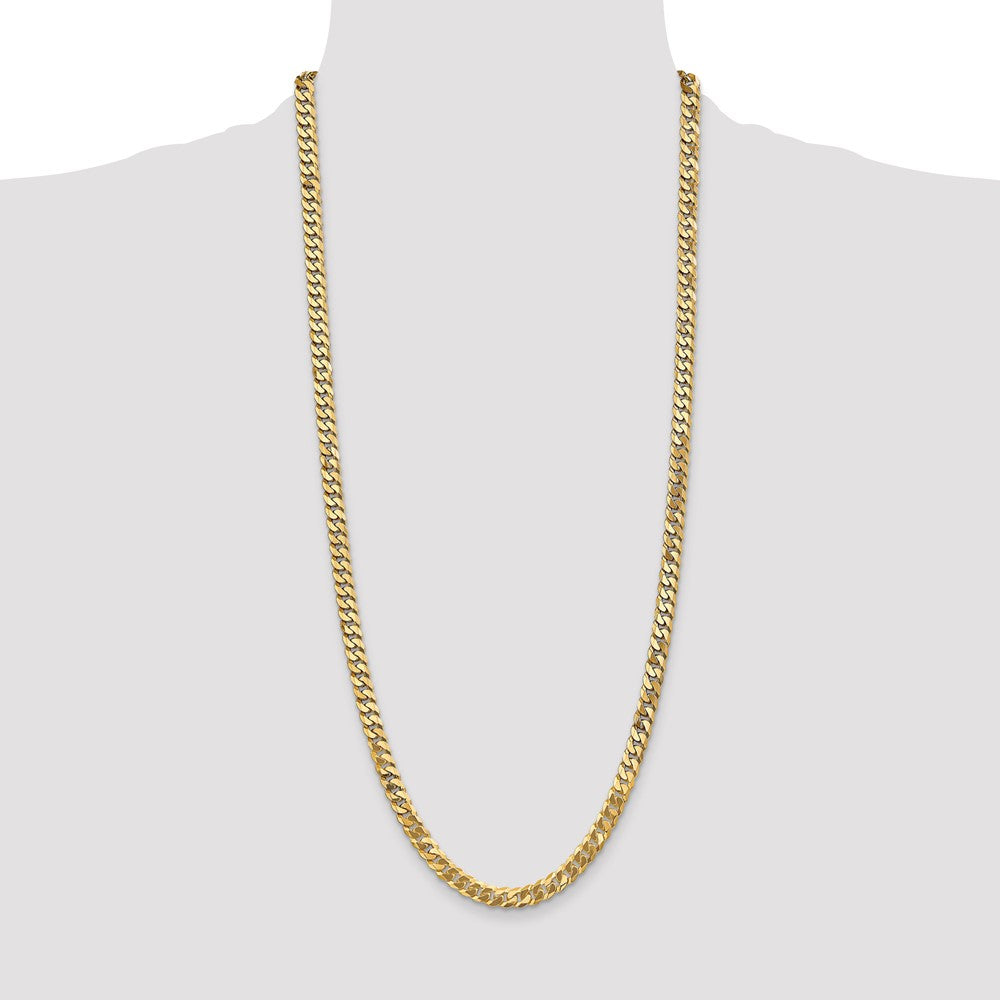 14K 30 inch 6.25mm Flat Beveled Curb with Lobster Clasp Chain
