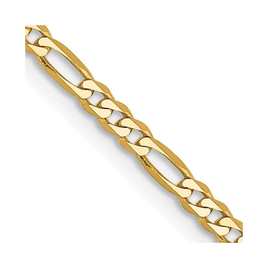 14K 28 inch 2.25mm Flat Figaro with Lobster Clasp Chain