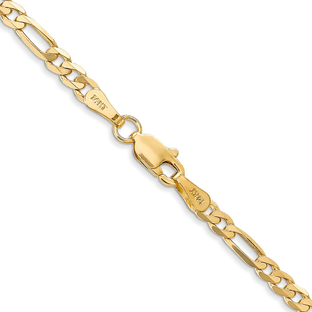 14K 28 inch 3mm Flat Figaro with Lobster Clasp Chain