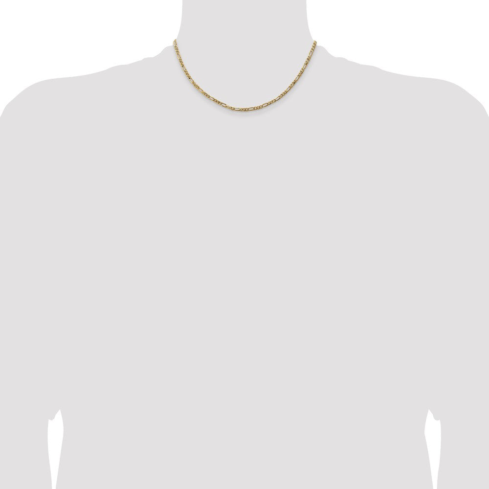 14K 16 inch 3mm Flat Figaro with Lobster Clasp Chain