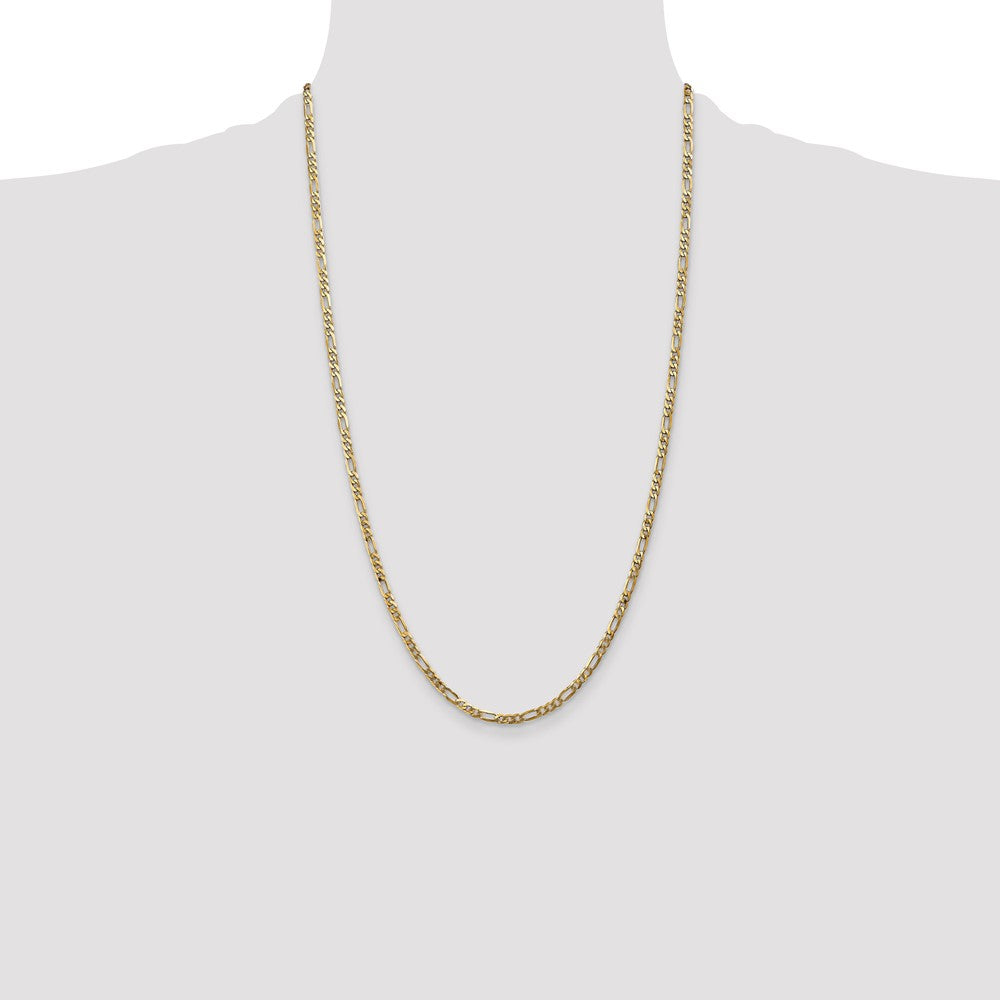 14K 26 inch 3mm Flat Figaro with Lobster Clasp Chain
