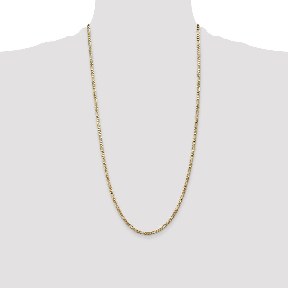 14K 28 inch 3mm Flat Figaro with Lobster Clasp Chain