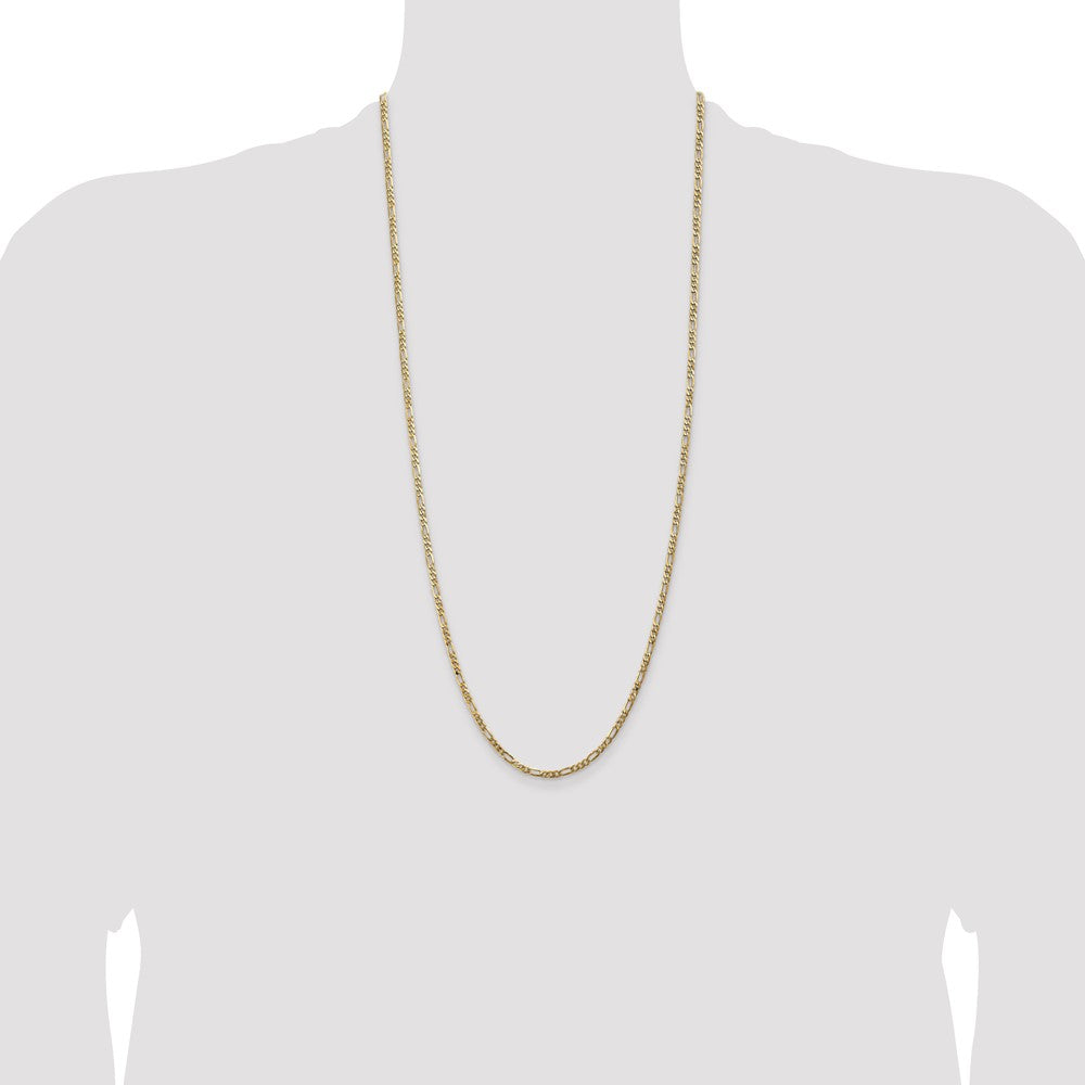 14K 30 inch 3mm Flat Figaro with Lobster Clasp Chain