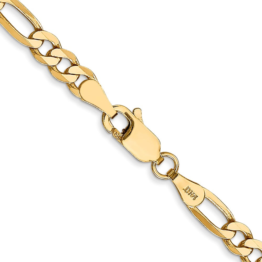 14K 28 inch 4mm Flat Figaro with Lobster Clasp Chain