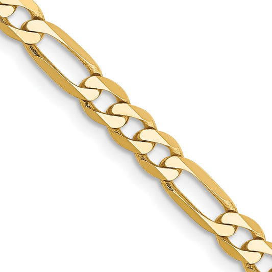 14K 26 inch 4mm Flat Figaro with Lobster Clasp Chain