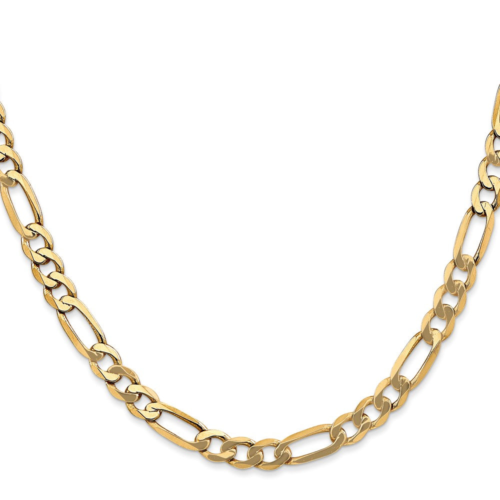 14K 20 inch 5.25mm Flat Figaro with Lobster Clasp Chain