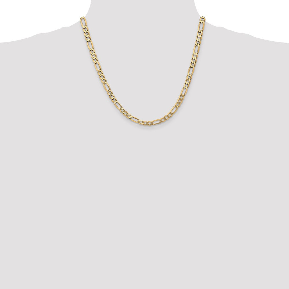 14K 20 inch 5.25mm Flat Figaro with Lobster Clasp Chain