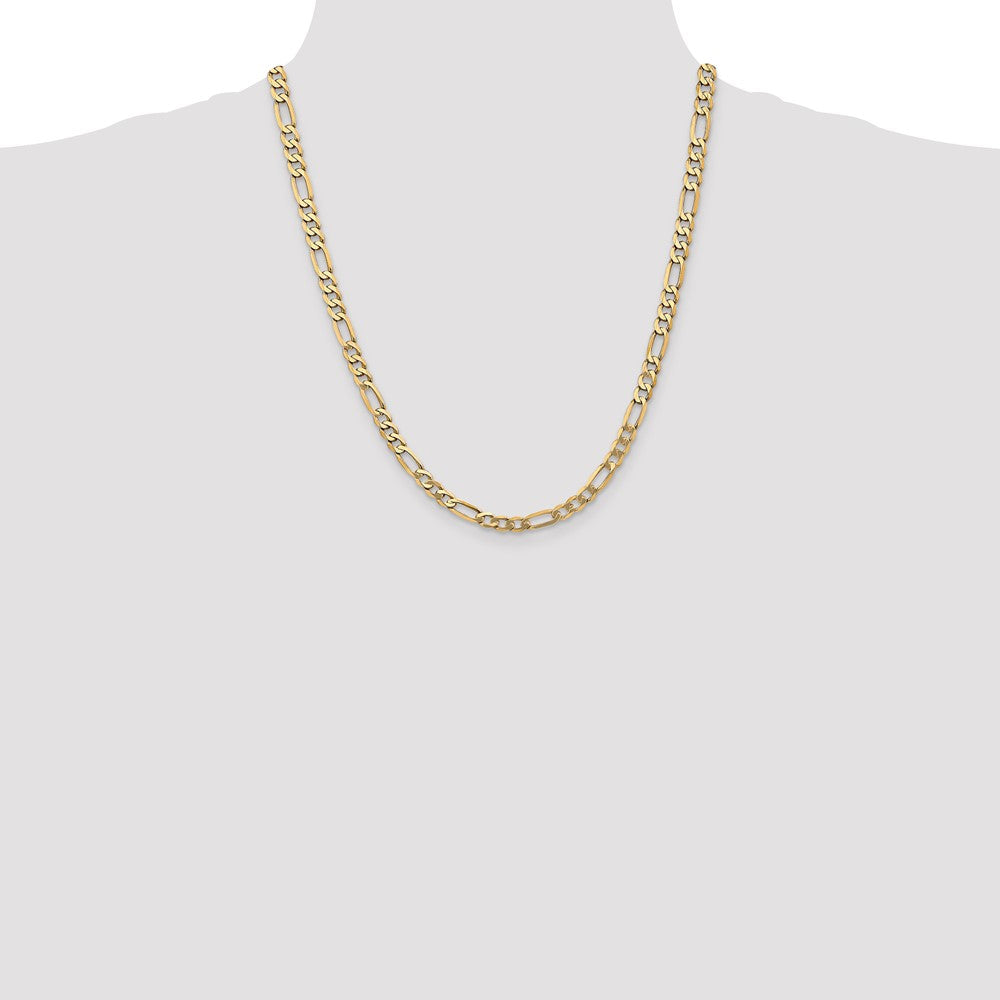 14K 22 inch 5.25mm Flat Figaro with Lobster Clasp Chain