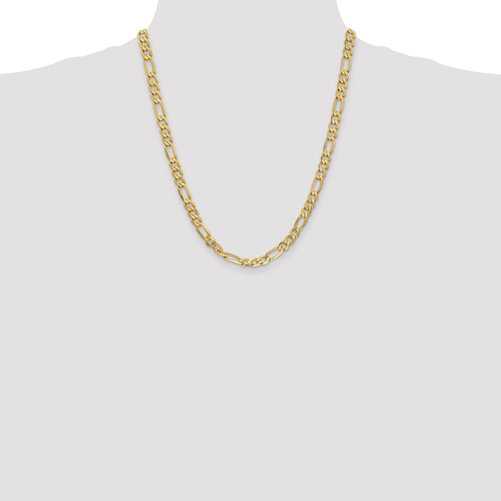 14K 22 inch 6.25mm Flat Figaro with Lobster Clasp Chain