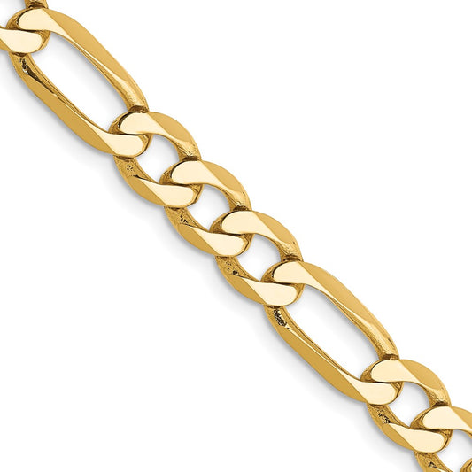 14K 30 inch 6.25mm Flat Figaro with Lobster Clasp Chain
