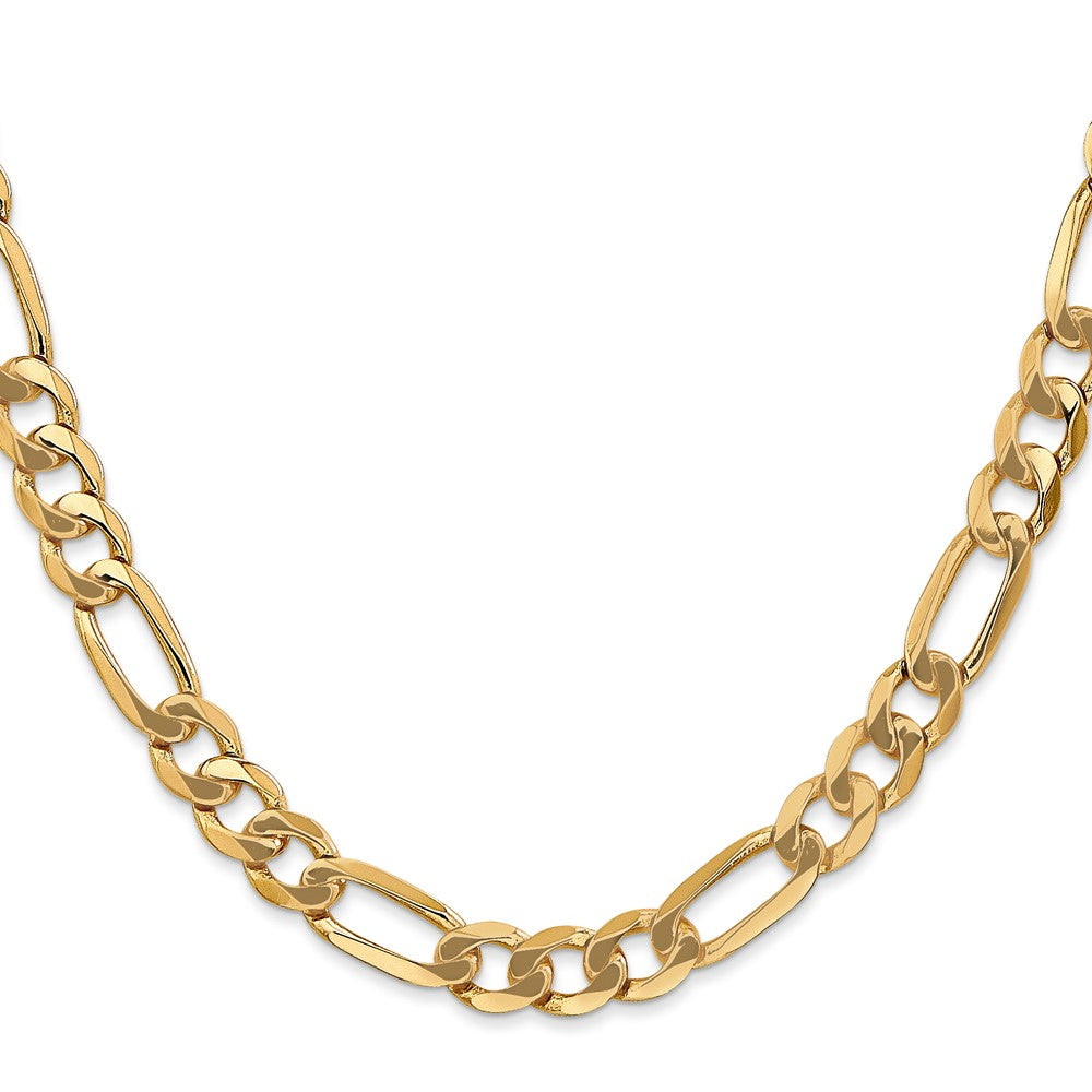 14K 24 inch 7mm Flat Figaro with Lobster Clasp Chain